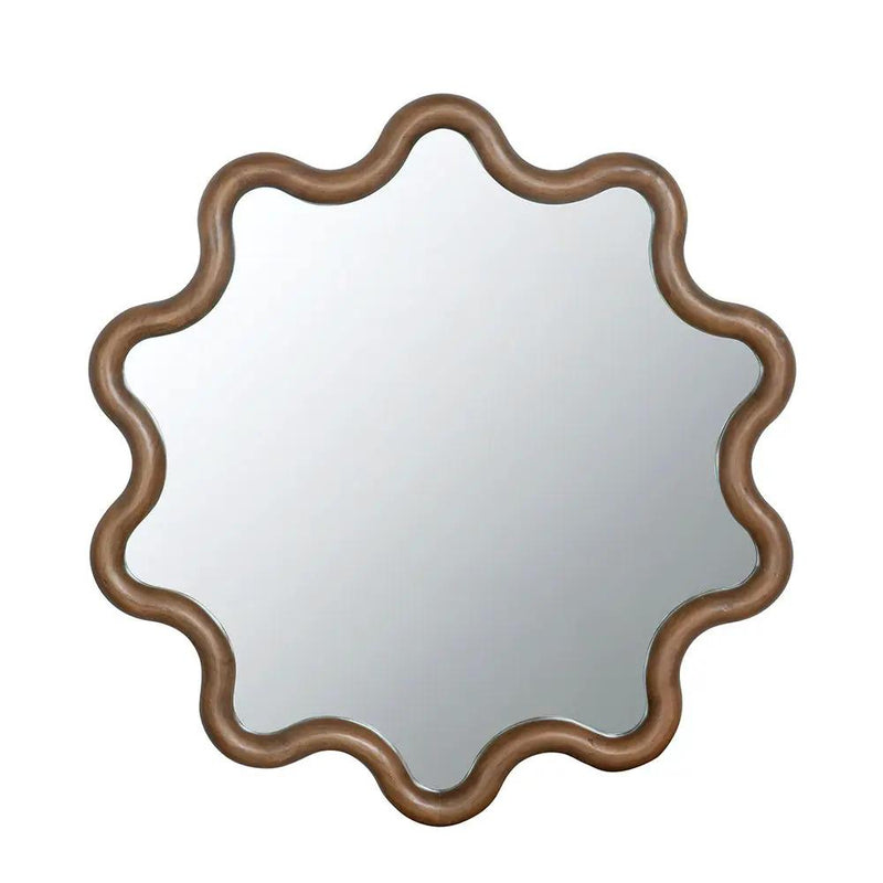Wooden Accent Mirror With Unique Frame, Wall Mirror For Living Room Bedroom Entryway - Brown by Unique Piece Furniture