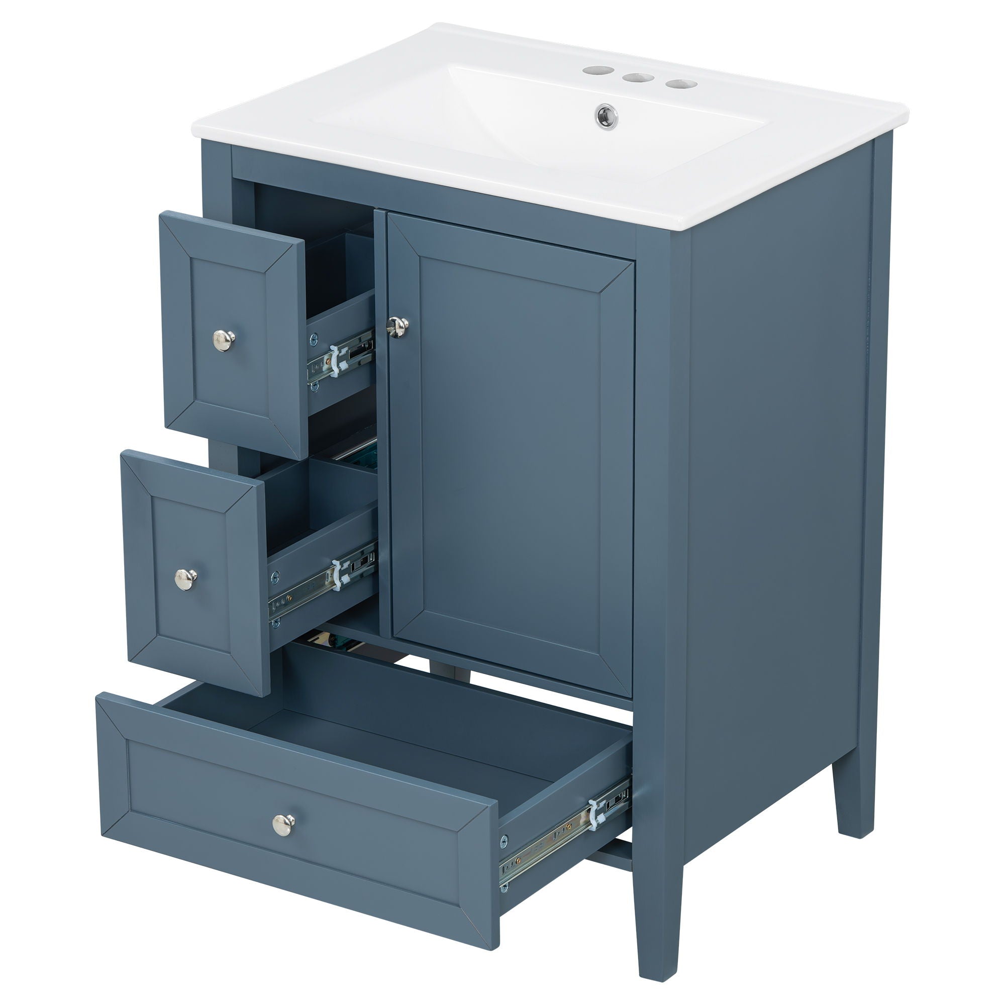 Modern Bathroom Vanity With Sink, Soft Close Drawers & Door, Storage Rack by HouseOfZazla