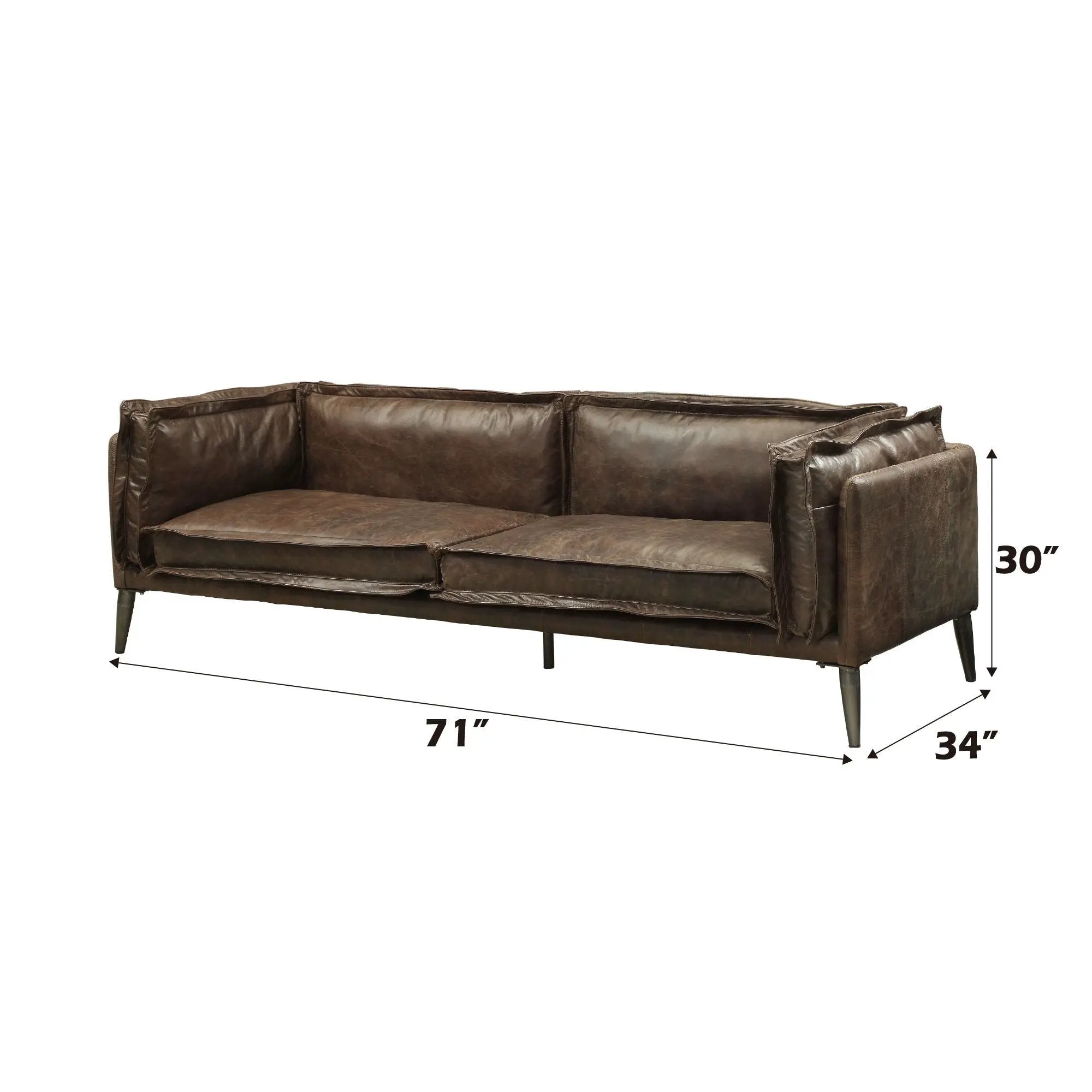 Porchester - Loveseat - Distress Chocolate Top Grain Leather by Unique Piece Furniture