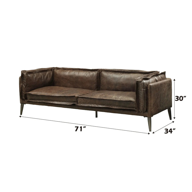 Porchester - Loveseat - Distress Chocolate Top Grain Leather by Unique Piece Furniture