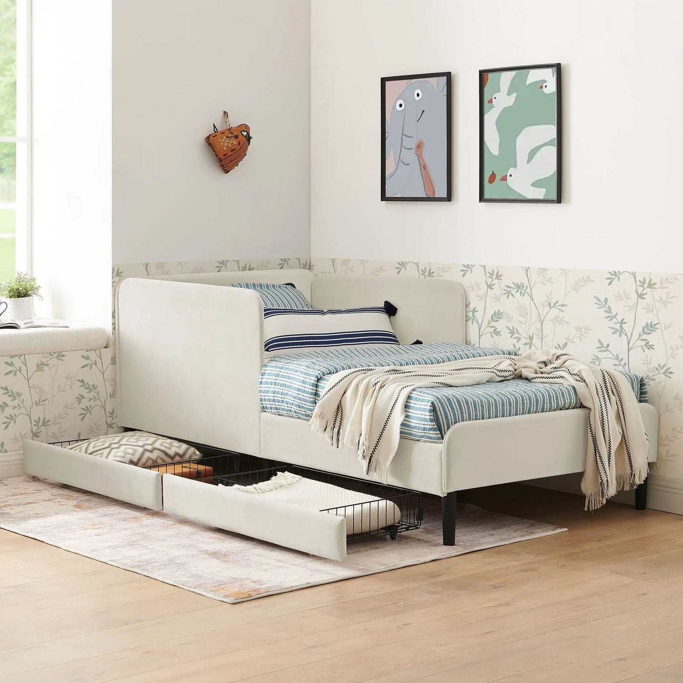 Upholstered Platform Bed Frame With 2 Storage Drawers And Adjustable Sofa Bed by HouseOfZazla