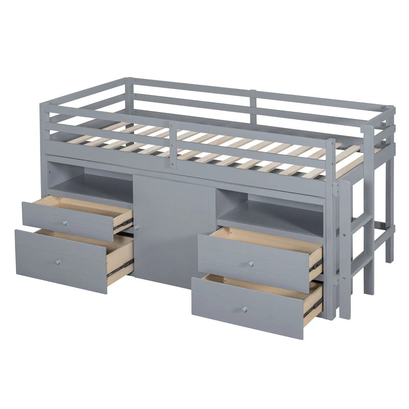 Loft Bed With 4 Drawers, Underneath Cabinet And Shelves by Unique Piece Furniture