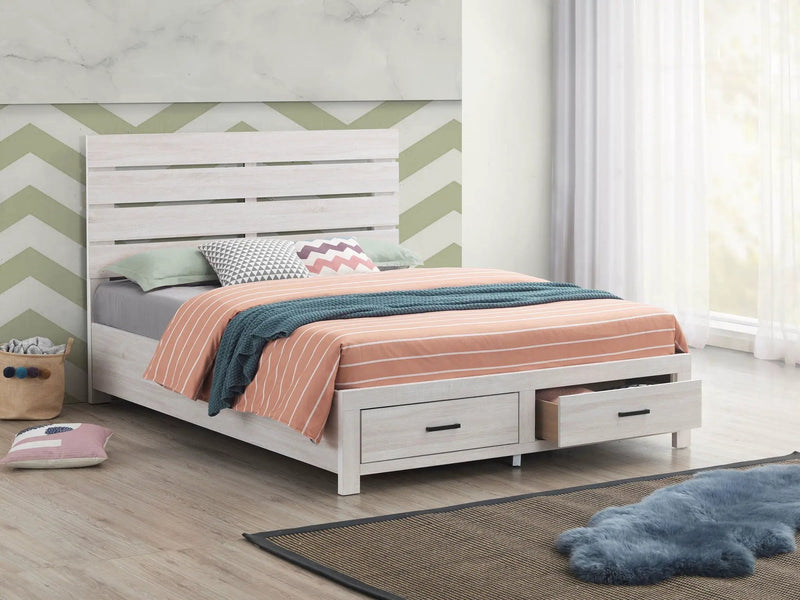 Brantford Wood Queen Storage Panel Bed Coastal White by Unique Piece Furniture