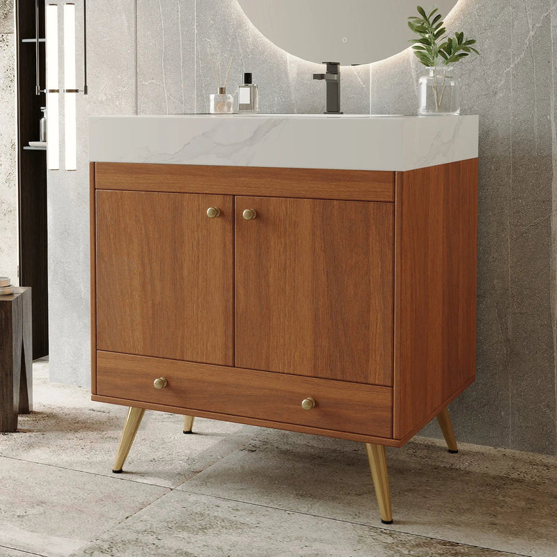 Mid-Century Free-Standing Bathroom Vanity by HouseOfZazla