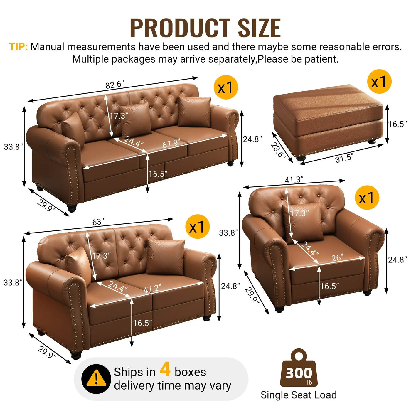 Upholstered Sofa With Nailhead Trim, Rolled Armrests With Ottoman by HouseOfZazla
