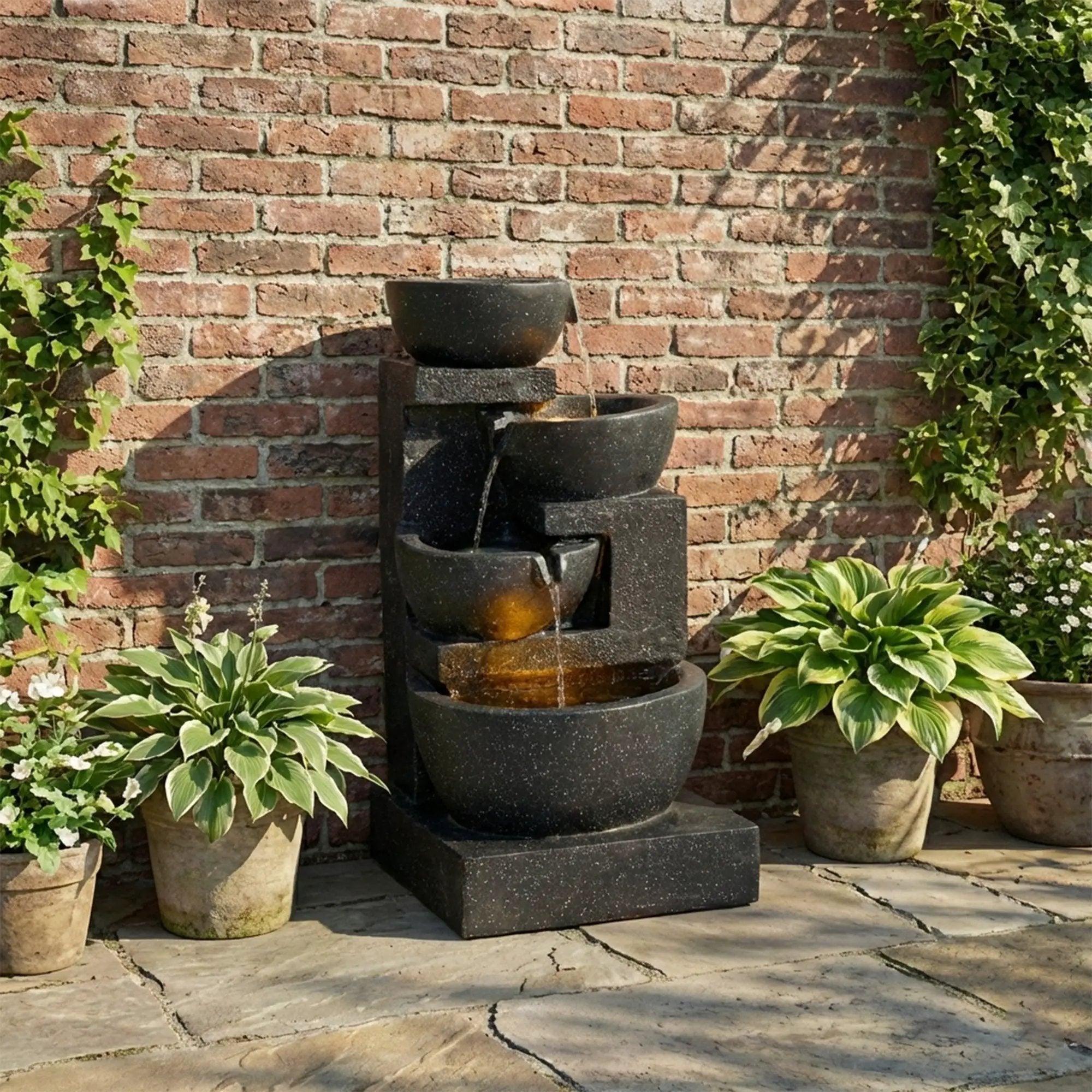 29-Inch Terrazzo Style LED Outdoor Indoor Water Fountain by HouseOfZazla