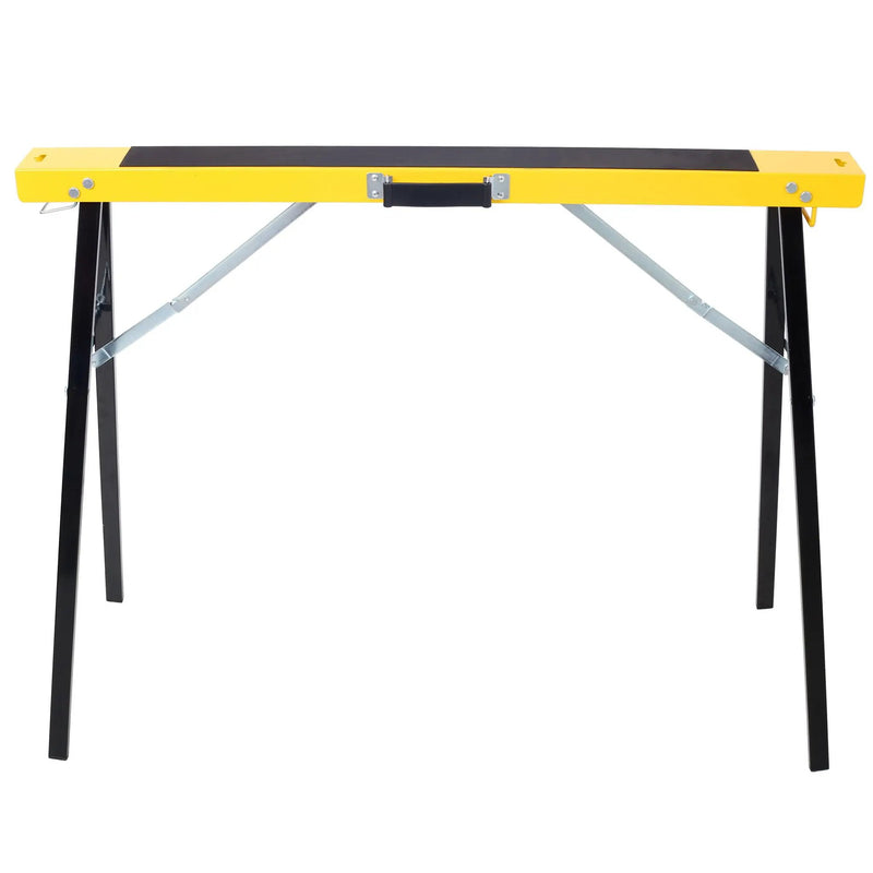 Folding Portable Saw Horses 2 Pack With Fast Open Legs, Heavy Duty For Garage And Workshop - Yellow / Black by HouseOfZazla