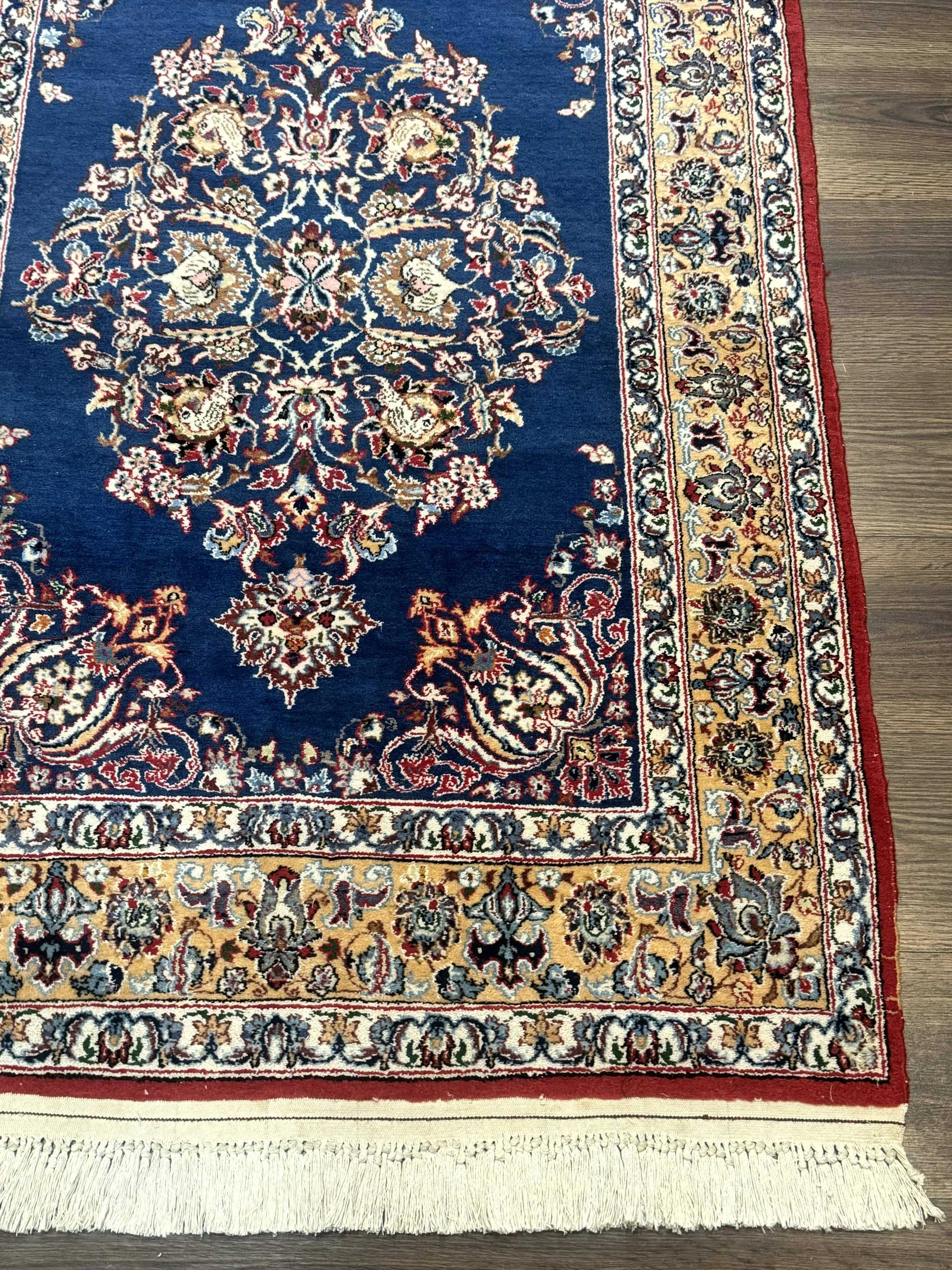 Blue Persian Qum Rug 3.6 x 5, Floral Medallion, Fine 310 KPSI by Jewel Rugs