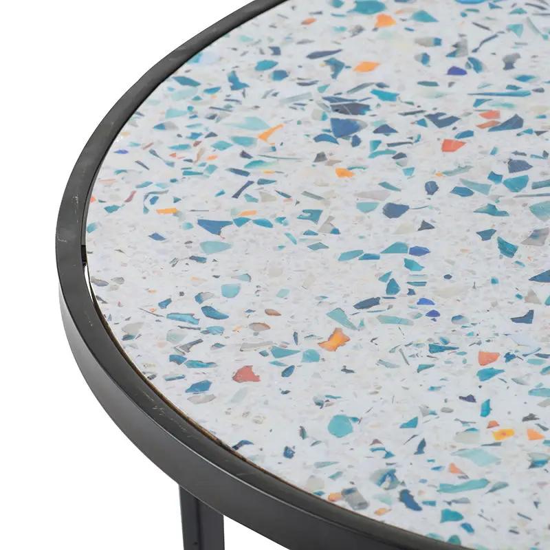 Round End Table, Stacking Side Tables With Sturdy Metal Frame For Small Space, Living Room, Office (Set of 2) - Black by Unique Piece Furniture