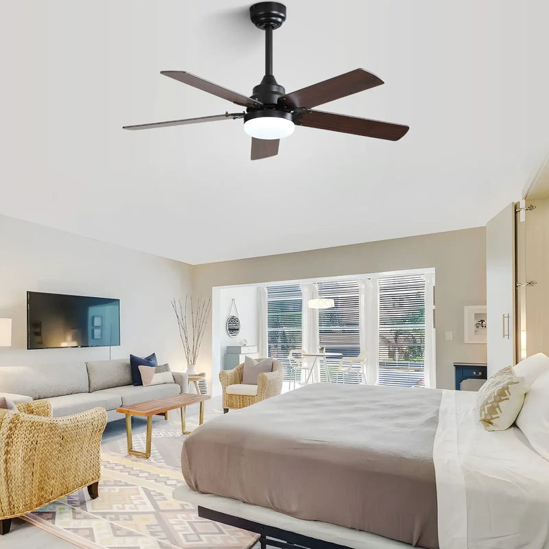 Modern Ceiling Fan With 3 Color Dimmable Light 5 Blades Remote Control Reversible Dc Motor For Bedroom - Black by Unique Piece Furniture