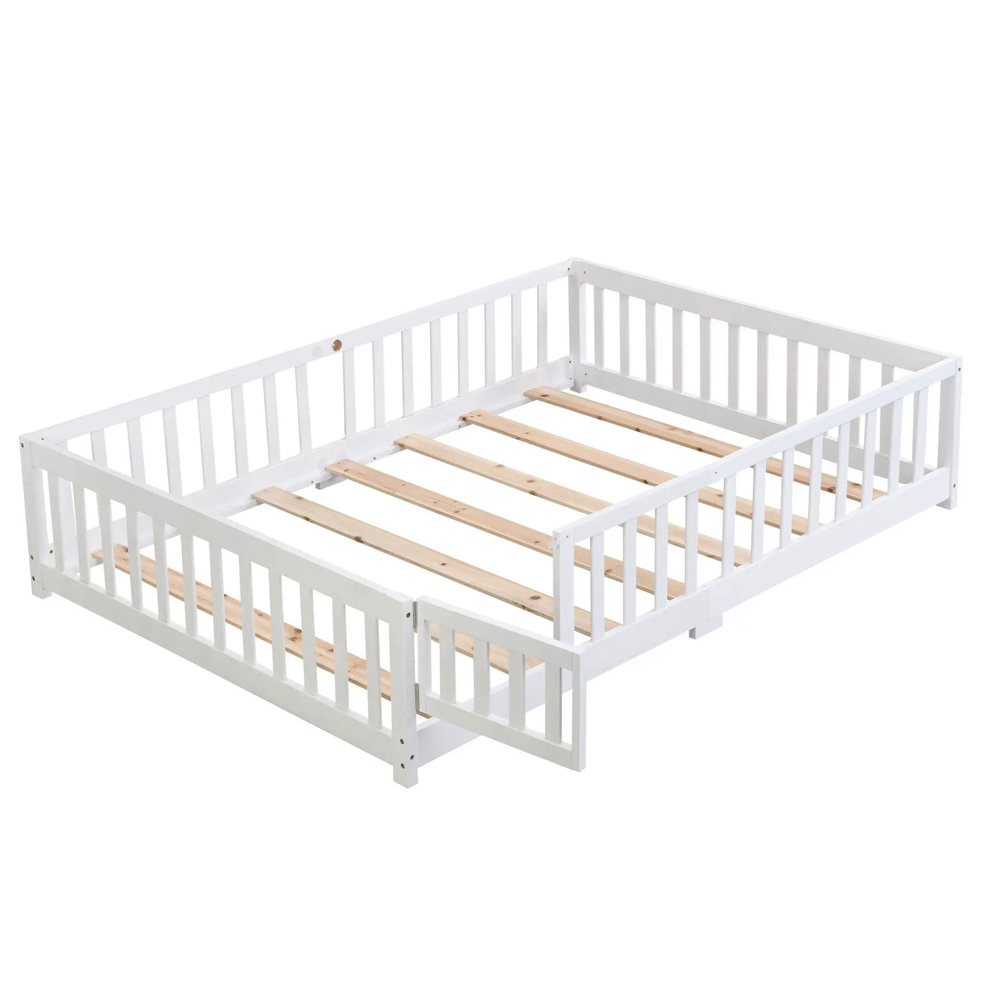 Solid Wood Floor Bed With Door And Fence For Children by HouseOfZazla