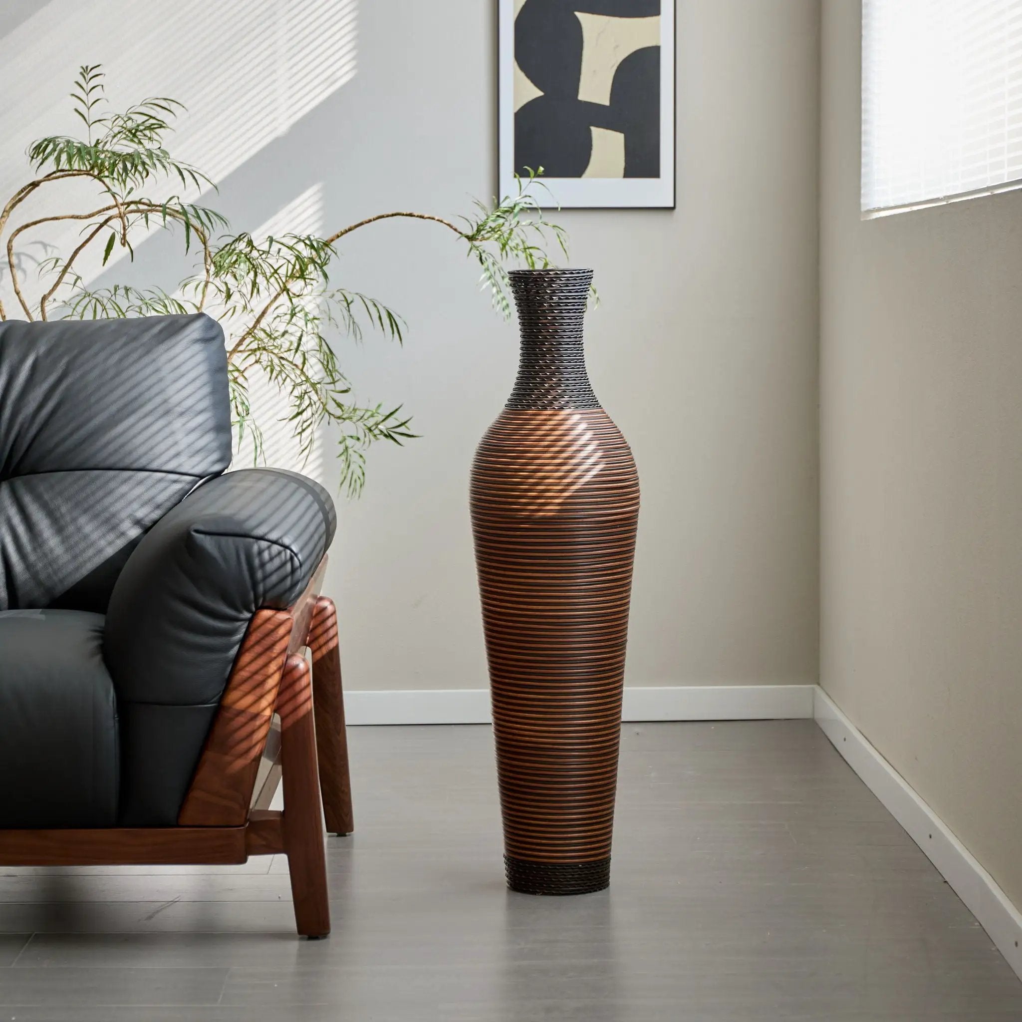 Tall Standing Designer Floor Vases With Elegant 2 Tone Finishes Ideal For Decorating Living Rooms, Bedrooms, Entryways Perfect For Decorating Your Home - Black / Gray by Unique Piece Furniture