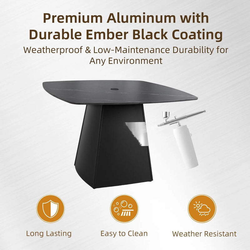 Rounded Square Outdoor Pedestal Dining Table by Unique Piece Furniture