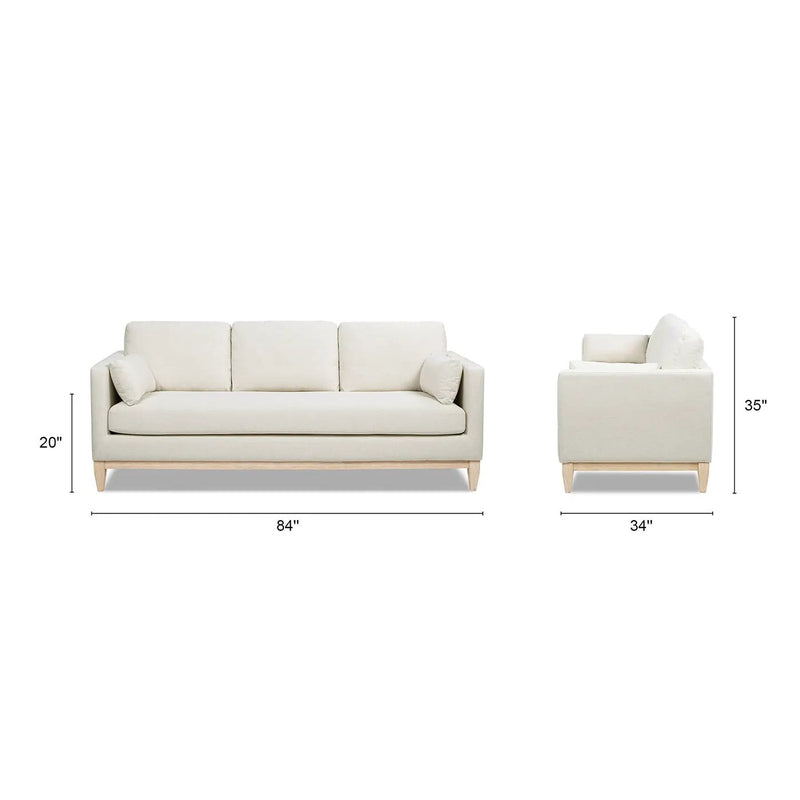 Knox 84' Modern Farmhouse Sofa, Flax White Linen by HouseOfZazla