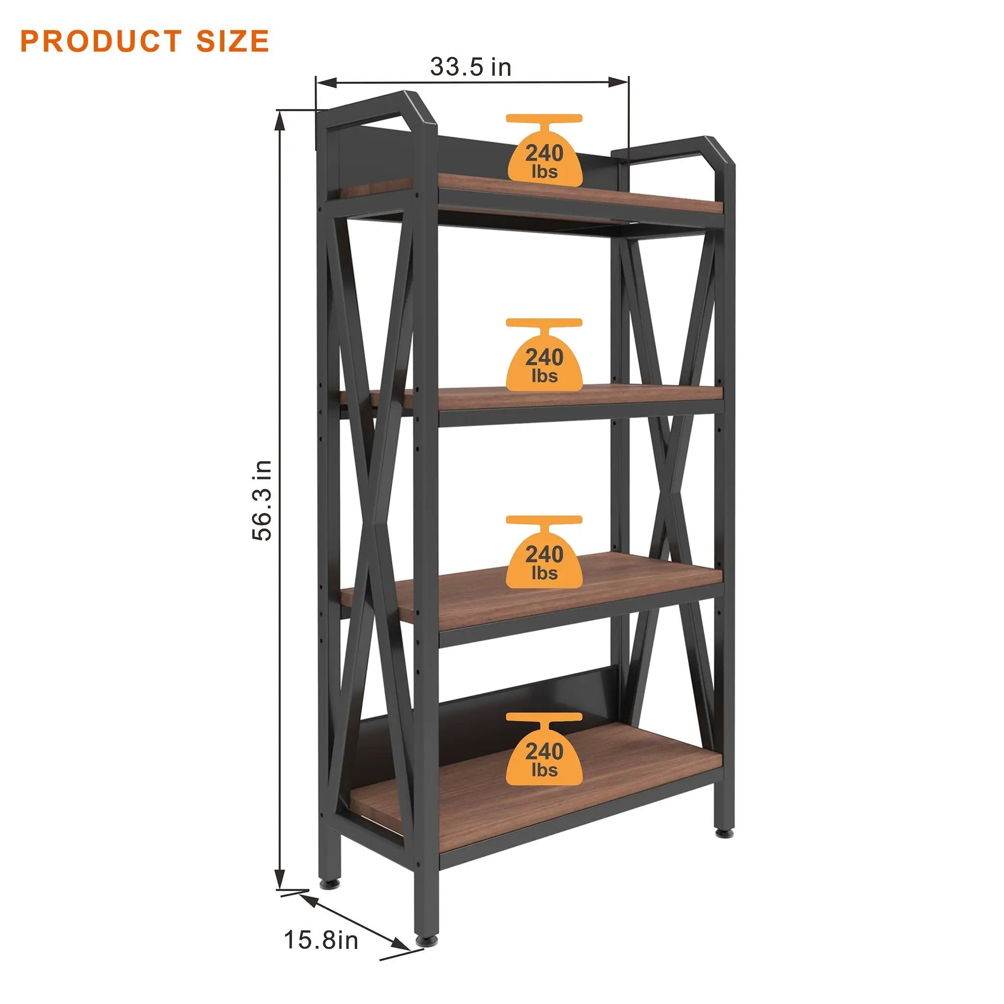 56.30'' Bakers Rack with 4-Level Storage Shelves by HouseOfZazla