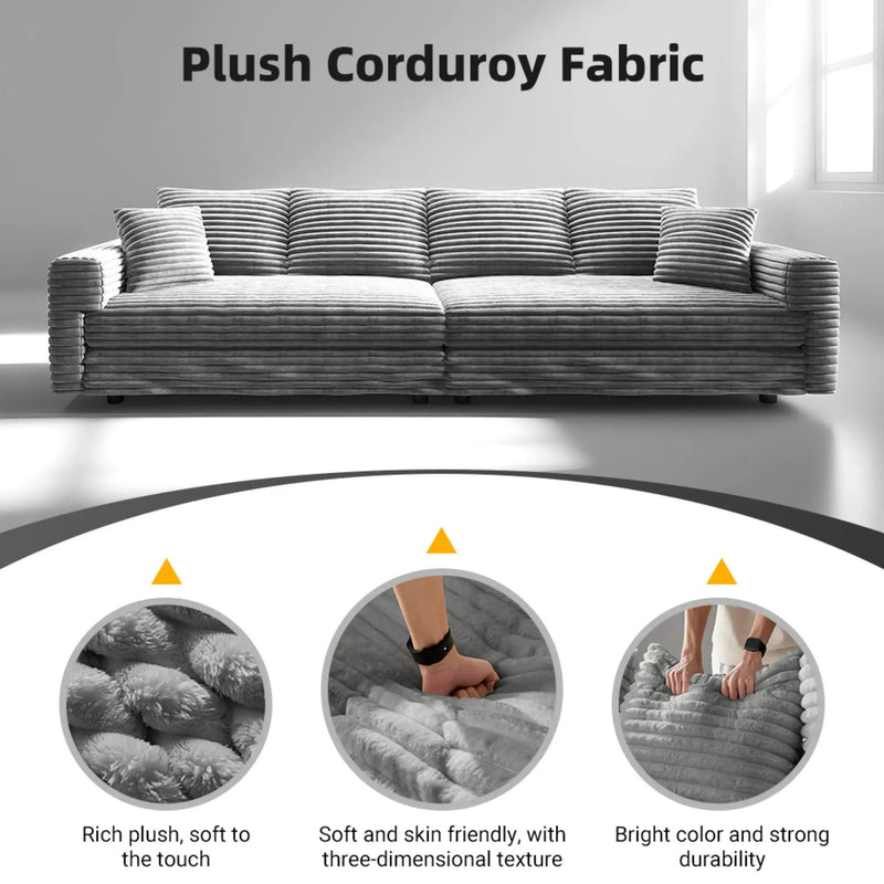 Deep Seat Convertible Sofa With Soft Pillows And Ottomans