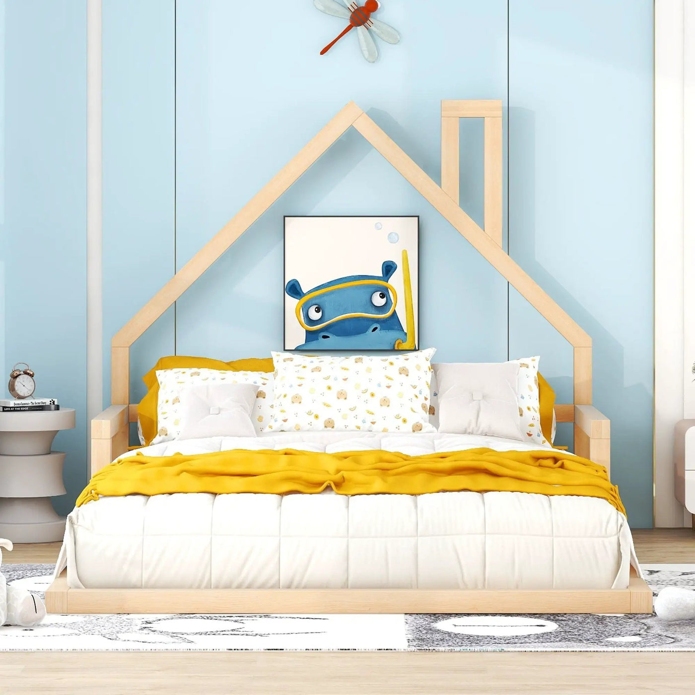 Elegant Floor Bed With House Shaped Headboard by HouseOfZazla