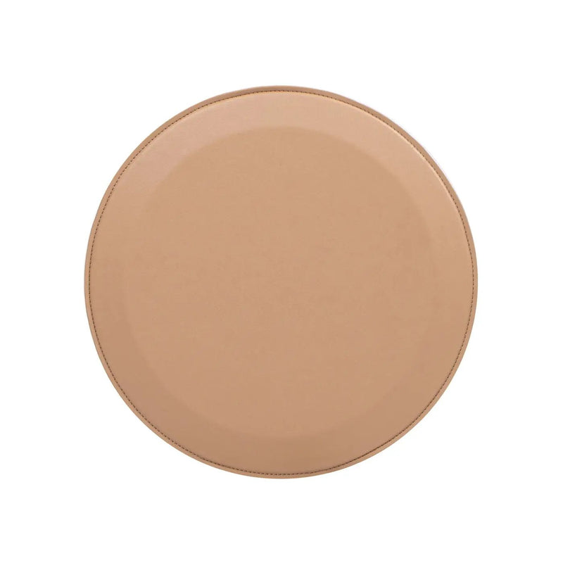 Mode - Leatherette Round C-Shaped Sofa Side Table - Saddle Brown by HouseOfZazla