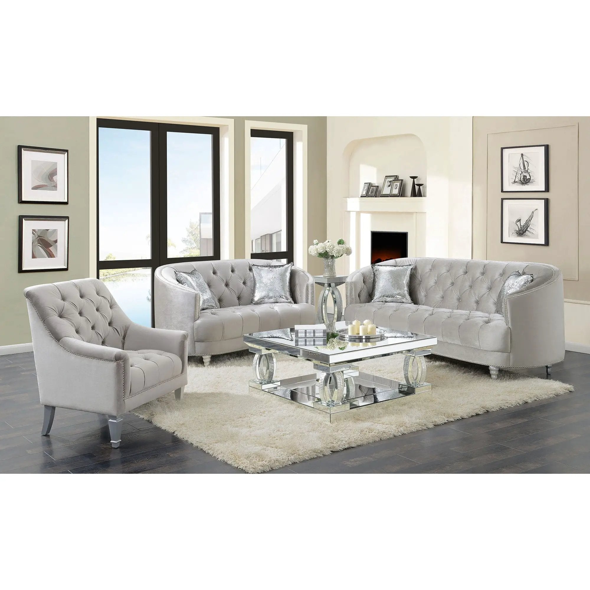 Colby - Loveseat With Tufted Design - Gray by HouseOfZazla
