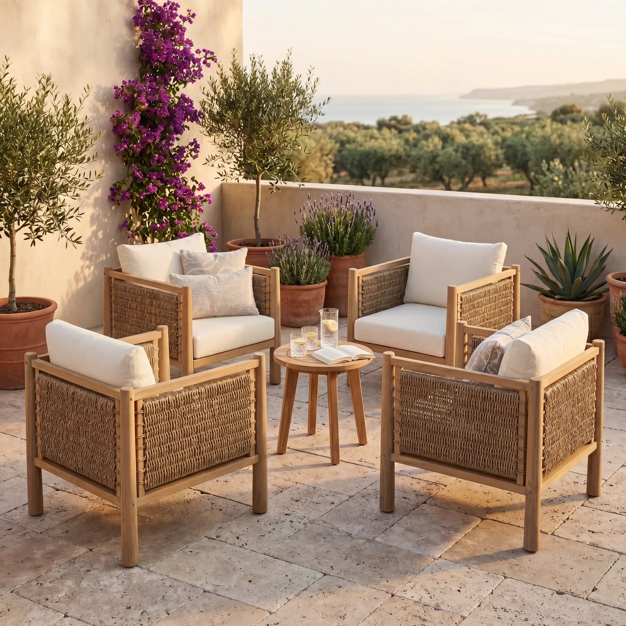 Set of 4 Outdoor Acacia Wood Patio Chairs by HouseOfZazla