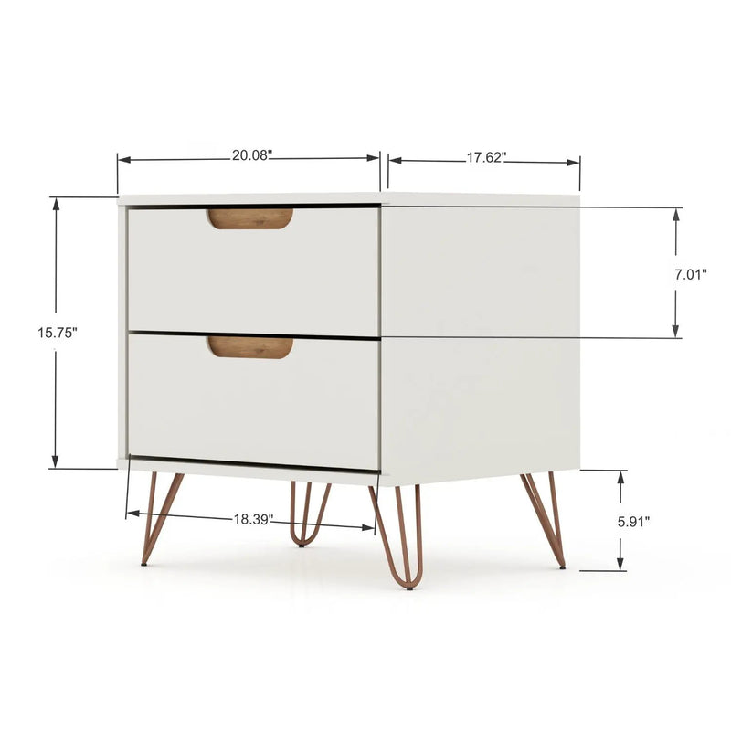 Rockefeller - Nightstand With 2 Drawers - Off White by HouseOfZazla