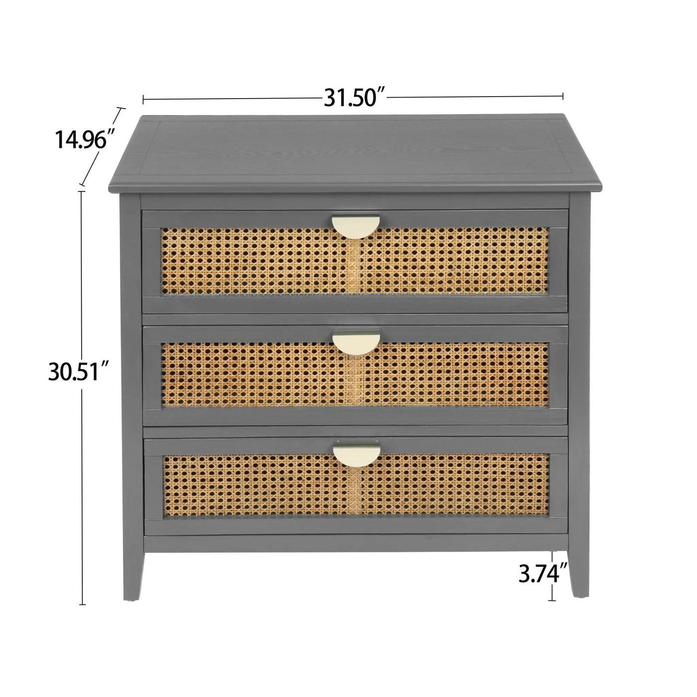 3 Drawer Cabinet, Natural Rattan, American Furniture by HouseOfZazla