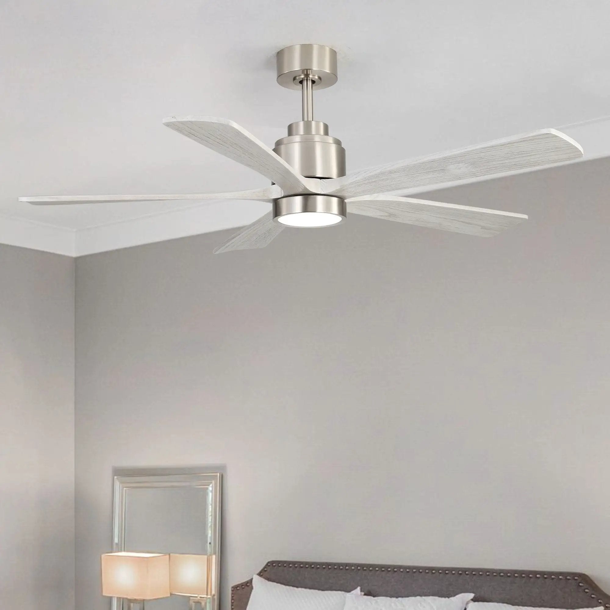 Ultra Quiet Reversible Ceiling Fan With Light Dimmable LED For Large Room - Brushed Nickel by Unique Piece Furniture