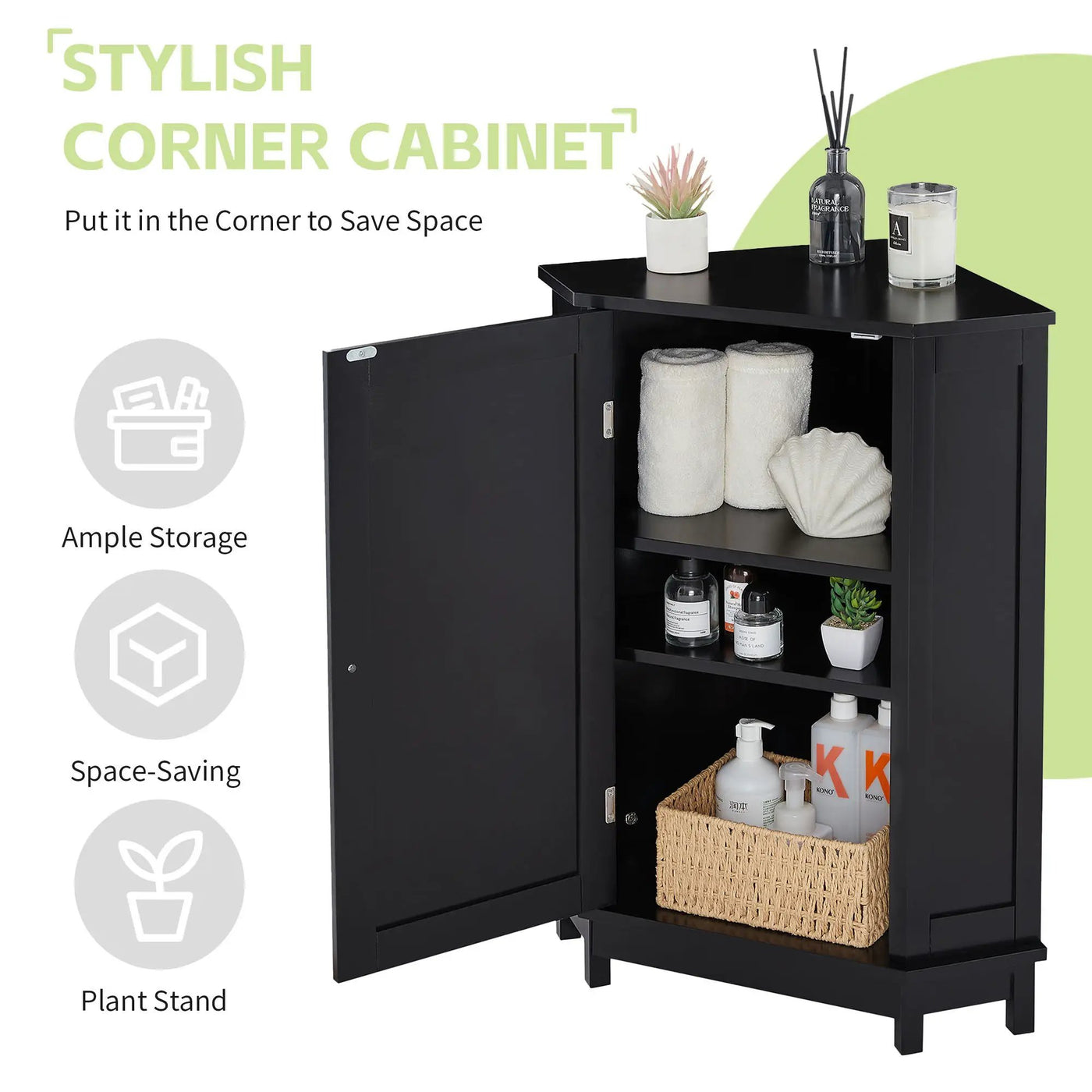 Bathroom Cabinet Triangle Corner Storage Cabinet With Adjustable Shelf Modern Style by HouseOfZazla