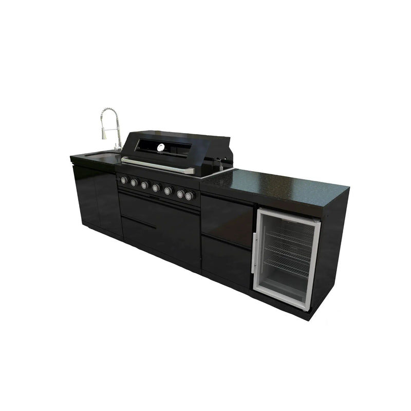 115" 6-Burner 85,000 Black Outdoor Kitchen Island Grill Rotisserie kit by Chery Industrial
