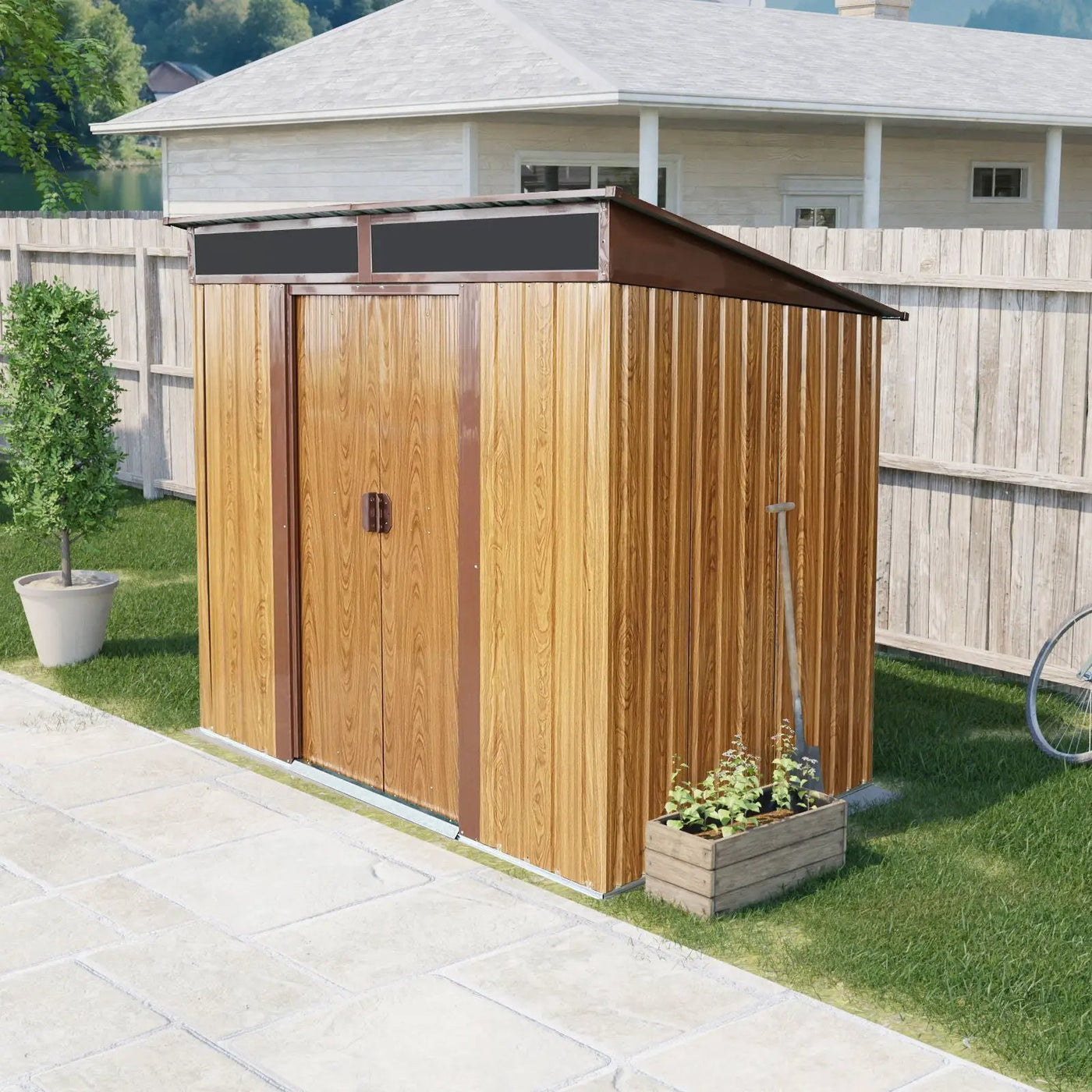 Outdoor Metal Storage Shed And Transparent Plate For Garden, Lawn by HouseOfZazla