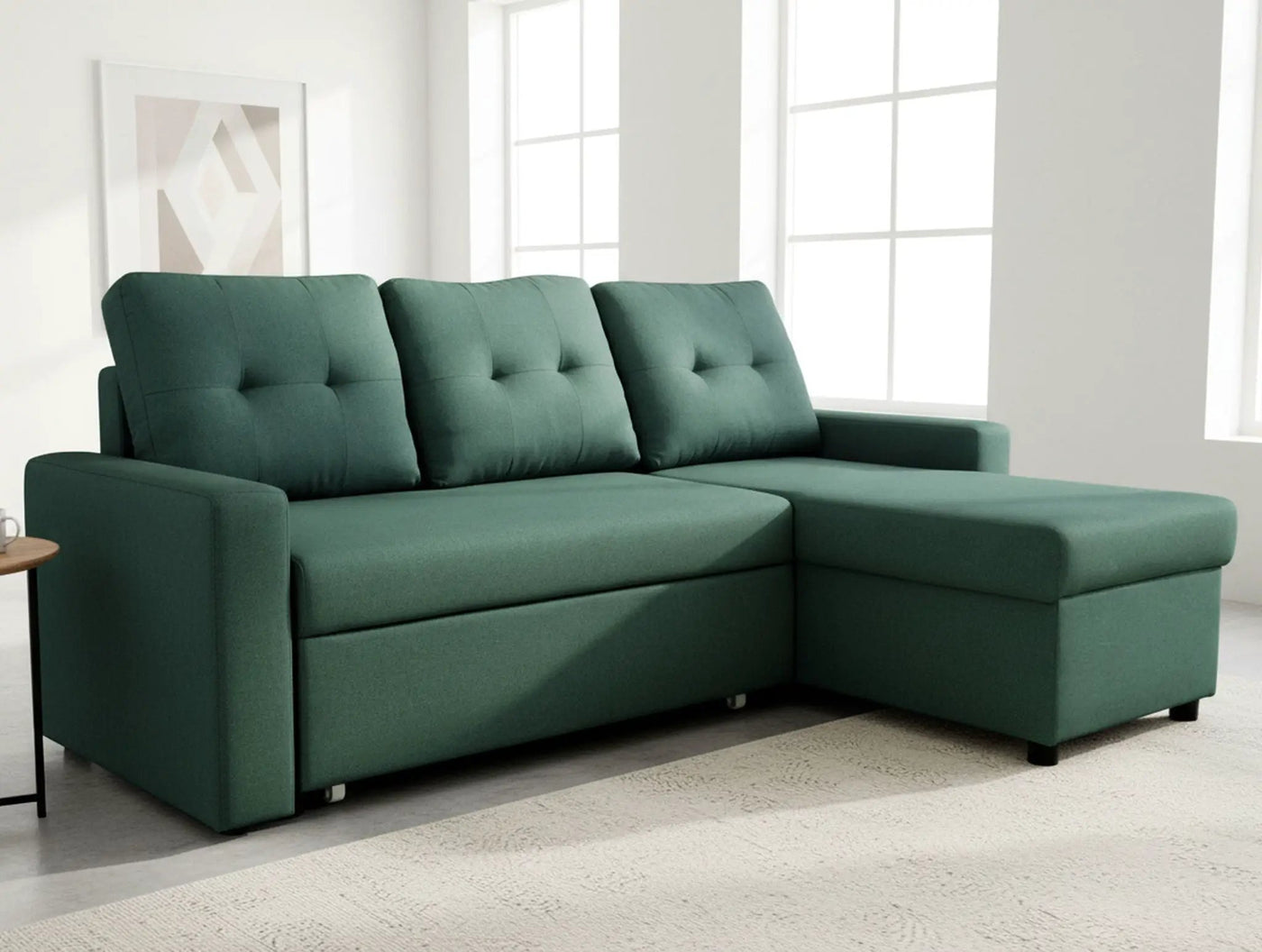 Convertible L Shaped Sectional Sleeper Sofa Bed, Saving Pull Out Couch by Unique Piece Furniture