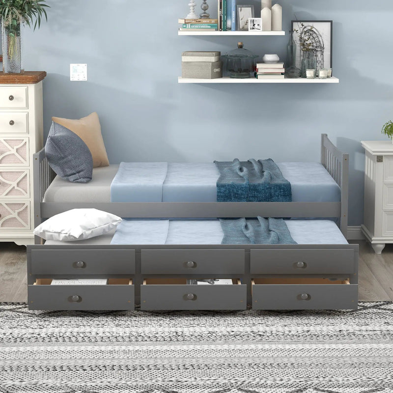 Twin Size Daybed With Trundle And Drawers by Unique Piece Furniture