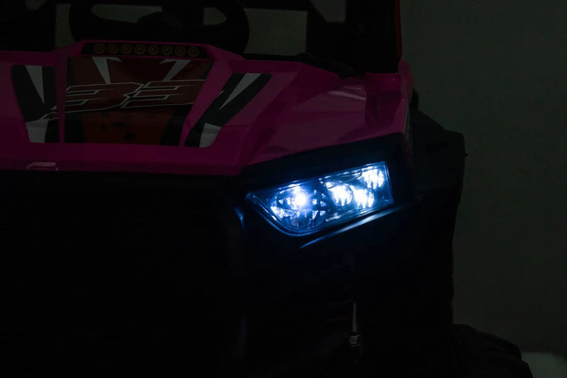 12V7A*1 30W*4 Four-Wheel Drive Seat One Button Start, Forward And Backward, High And Low Speed, Music, Front Light, Power Display, Two Doors Can Open, 2.4G R / C, Seat Belt Four Wheel Absorber by HouseOfZazla