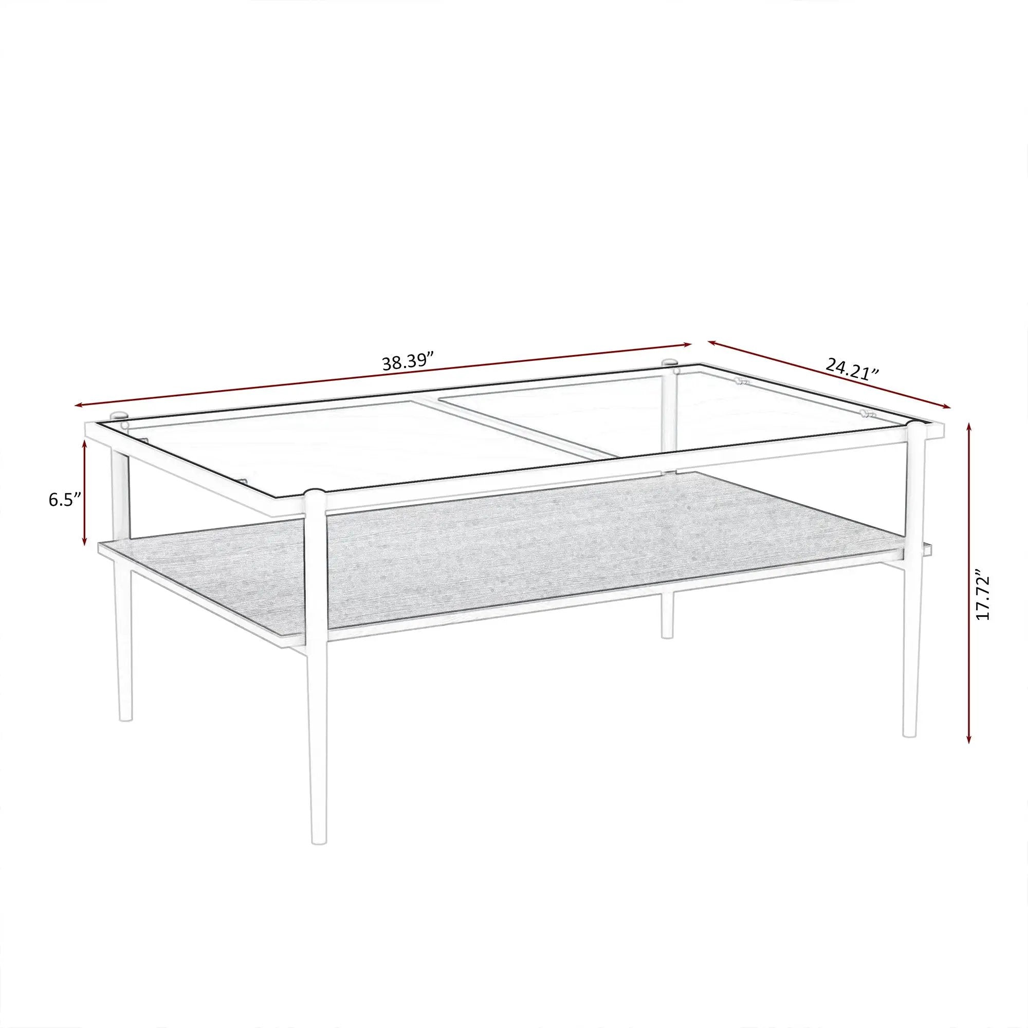 Rectangle Coffee Table With Tempered Glass Top And Legs, Modern Table For Living Room by HouseOfZazla