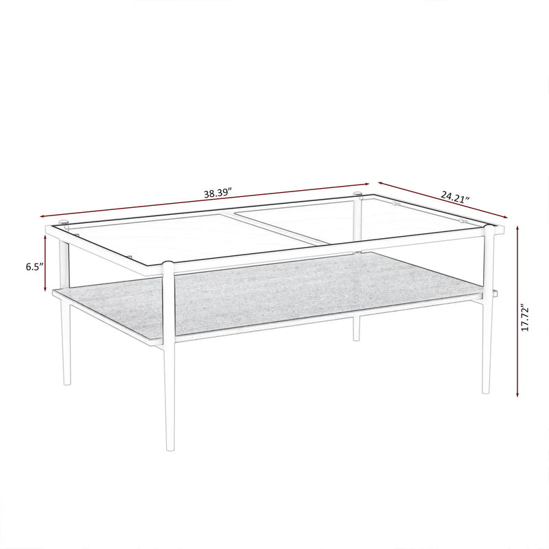 Rectangle Coffee Table With Tempered Glass Top And Legs, Modern Table For Living Room by HouseOfZazla