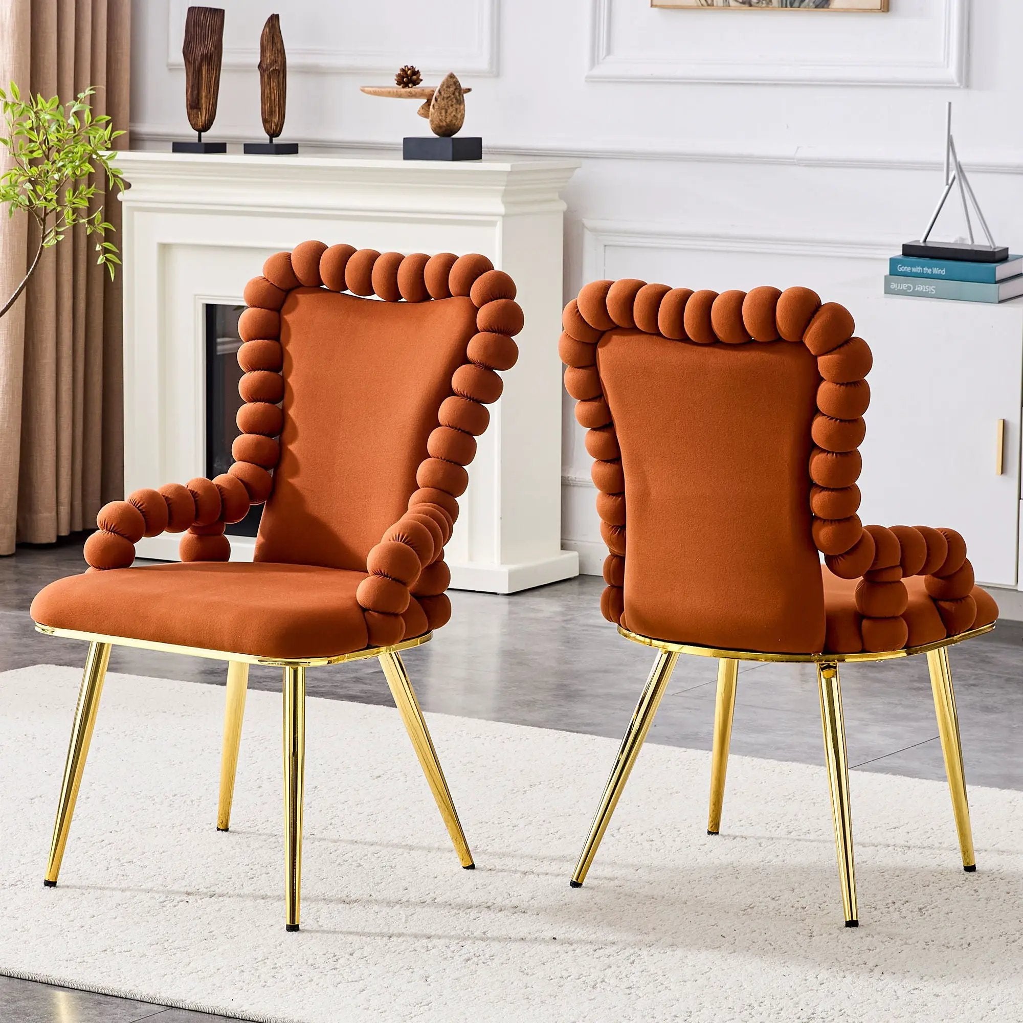 Puffy Bubble, Ball Chain Chair With Armrests For Dining Room (Set of 2) by Unique Piece Furniture