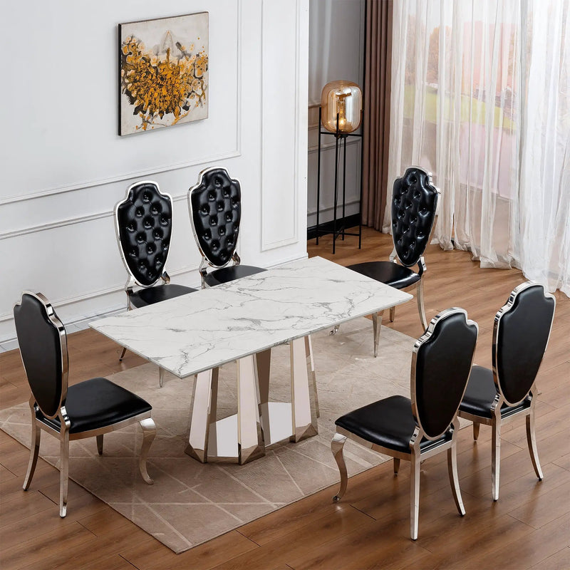 Marble Dining Table for 6 People by HouseOfZazla