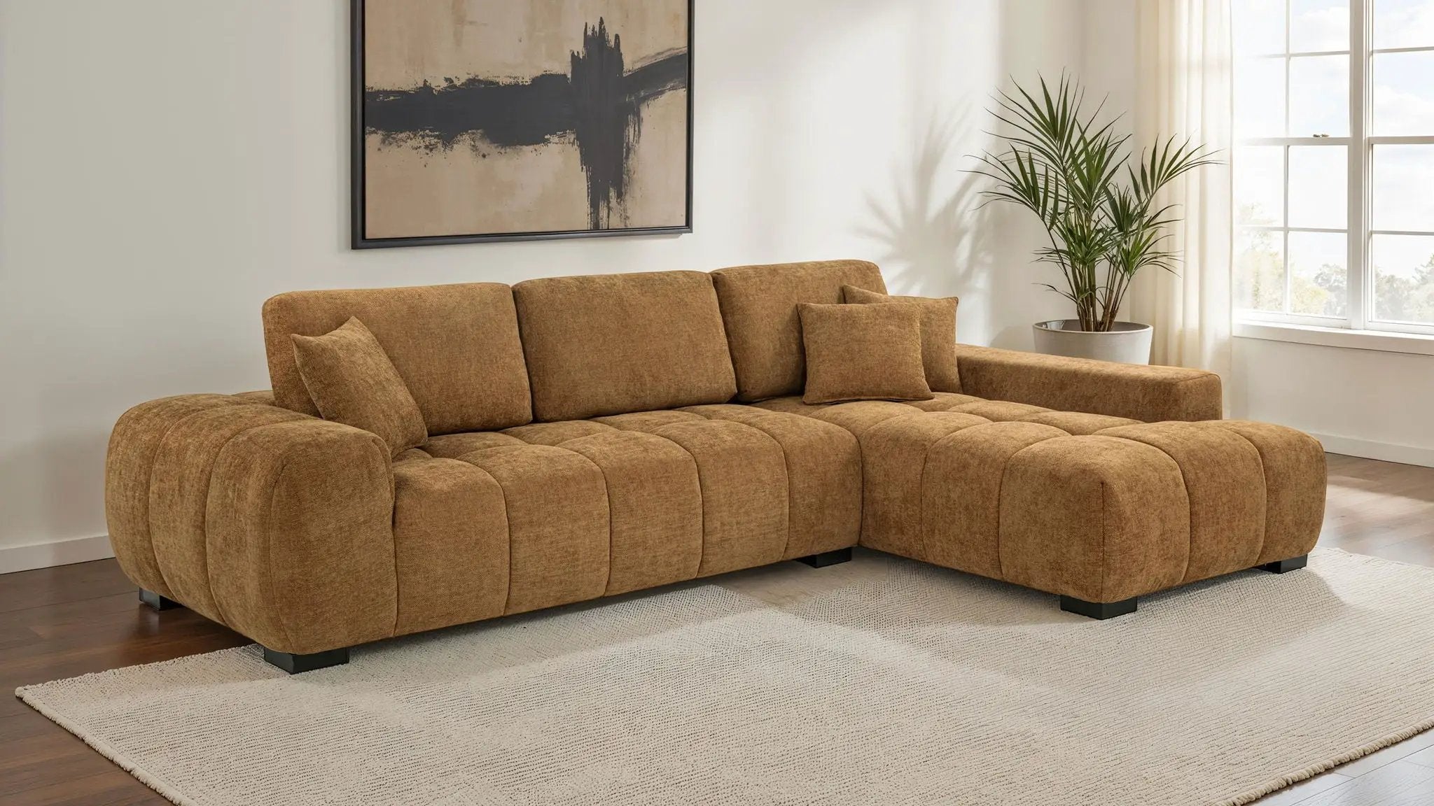 Octavia Upholstered Sectional Chaise Sofa Amber by Unique Piece Furniture