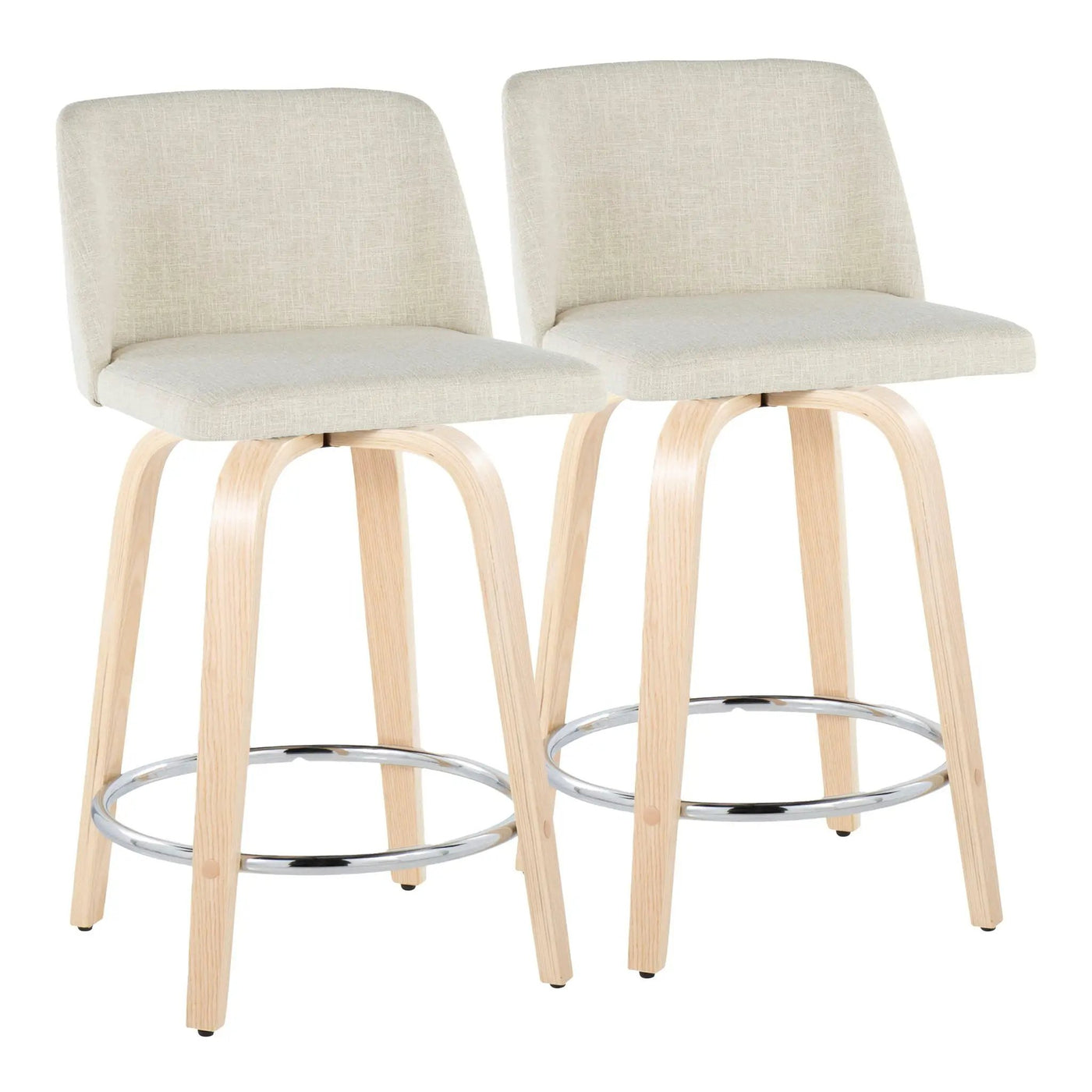 Toriano - Contemporary Fixed Height Counter Stool Swivel With Round Footrest (Set of 2) by HouseOfZazla