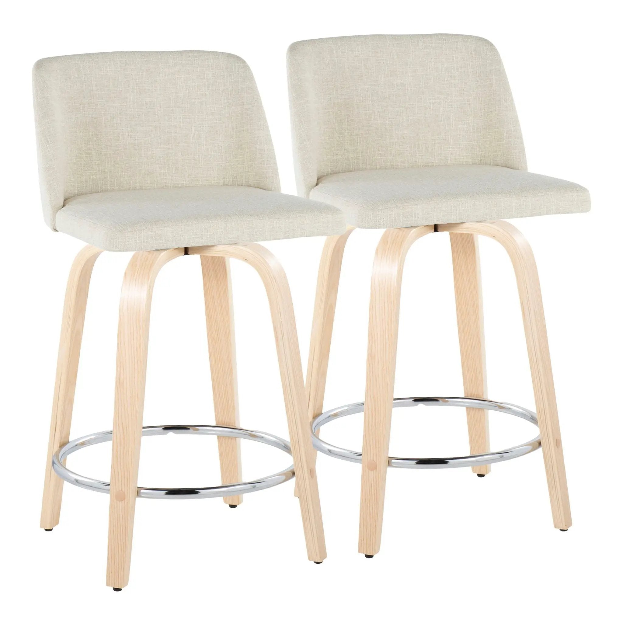 Toriano - Contemporary Fixed Height Counter Stool Swivel With Round Footrest (Set of 2) by HouseOfZazla