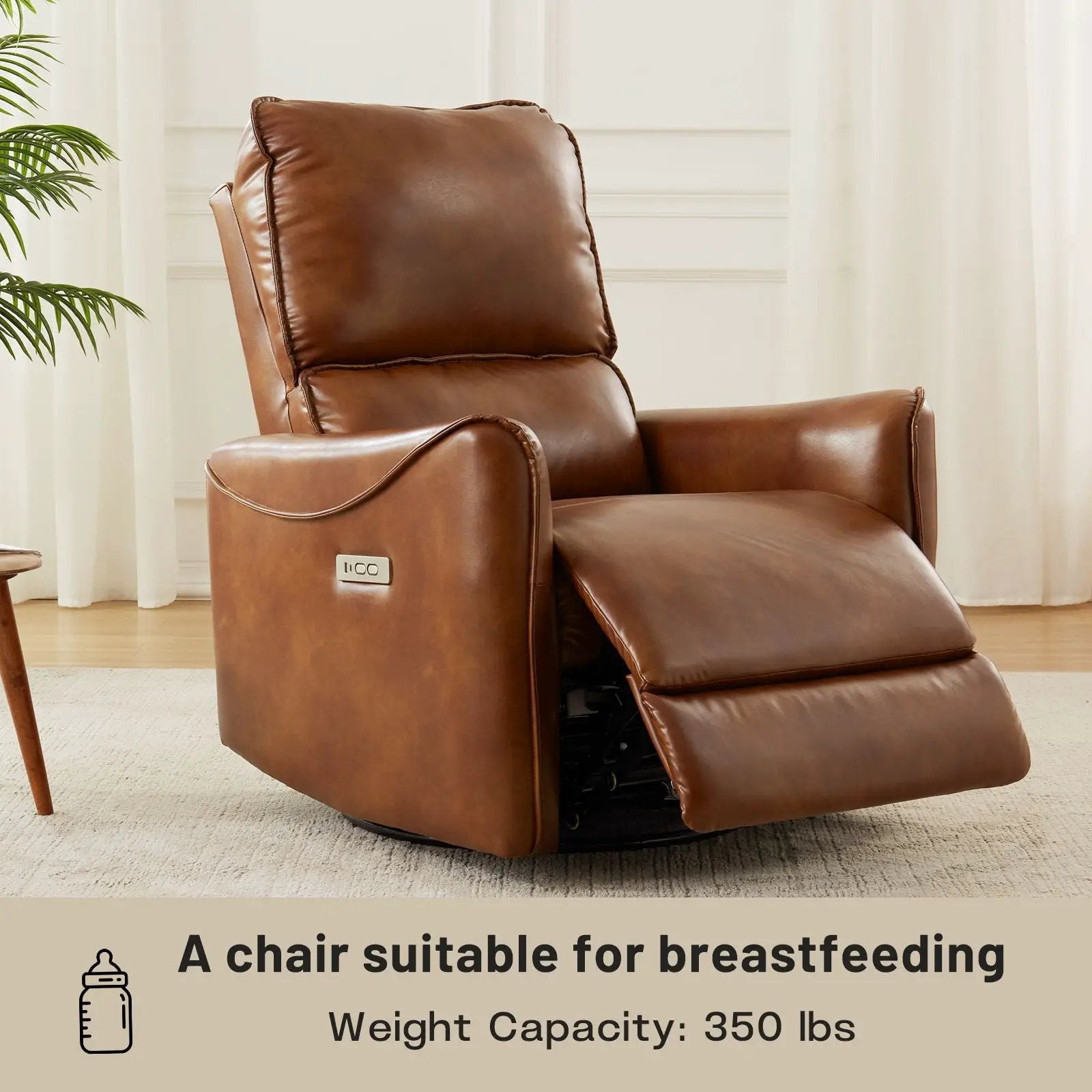 Electric Recliner Chair With Rocker And Swivel Function - Brown by HouseOfZazla