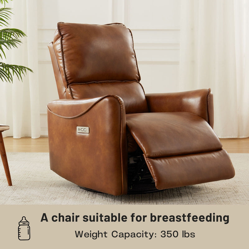 Electric Recliner Chair With Rocker And Swivel Function - Brown by HouseOfZazla
