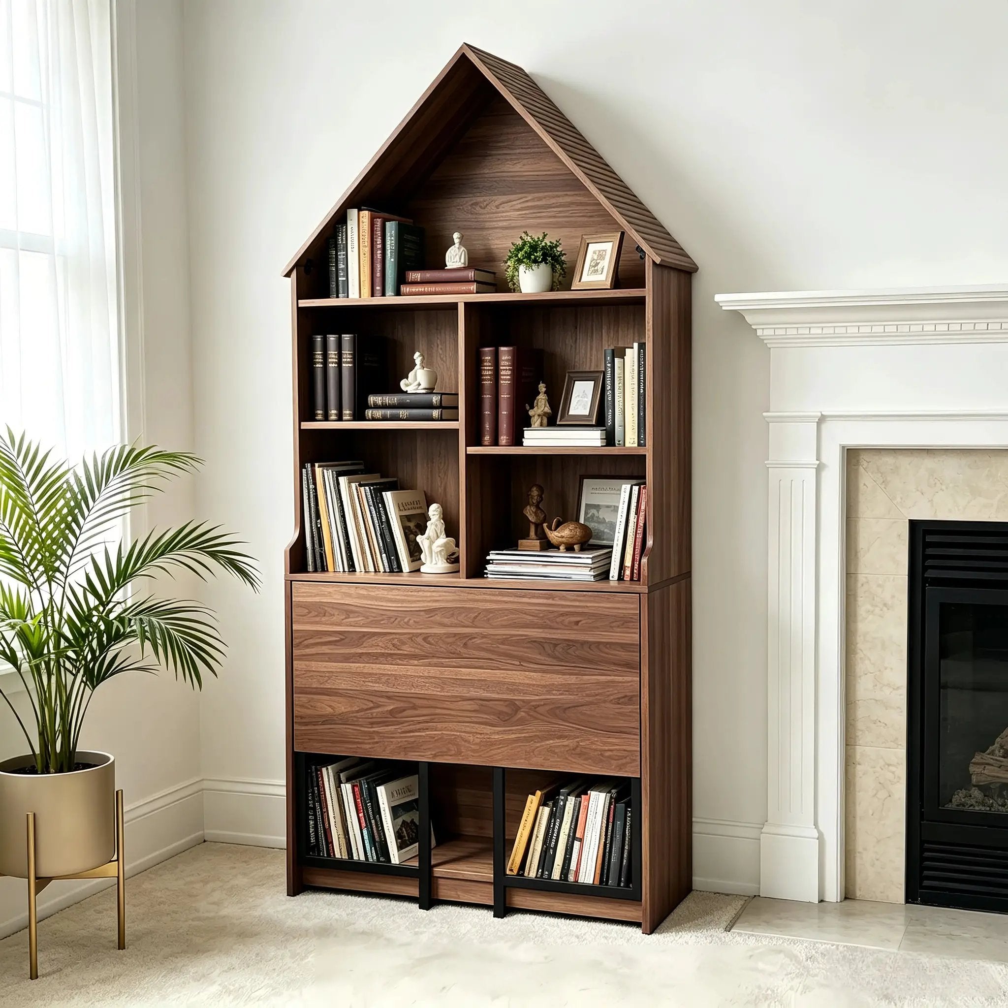 Folding Craft Desk with Storage Shelves by HouseOfZazla