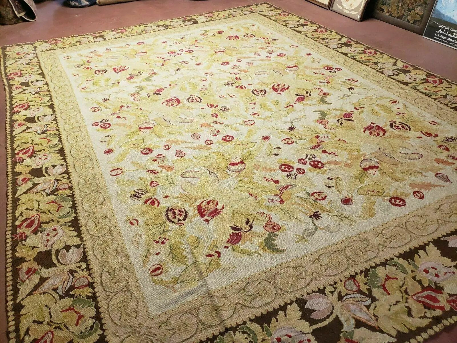 9' X 11' Handmade Chinese Needlepoint Wool Floral Rug Carpet Rose Garden Chic by Jewel Rugs