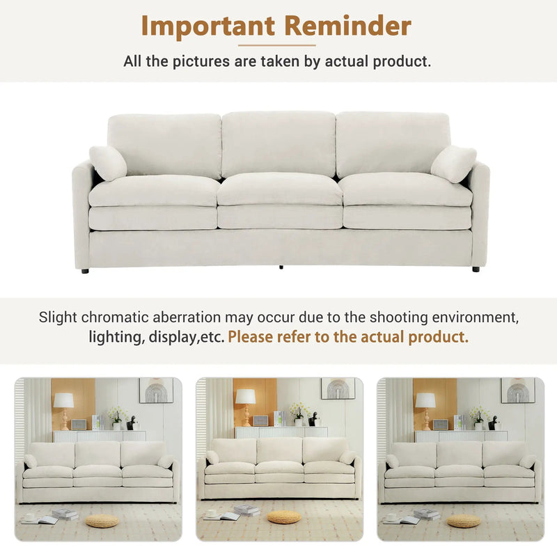 Cozy Upholstered 3-Seater Sofa with Plush Double Cushion and Ergonomic Design by BLAKHOM