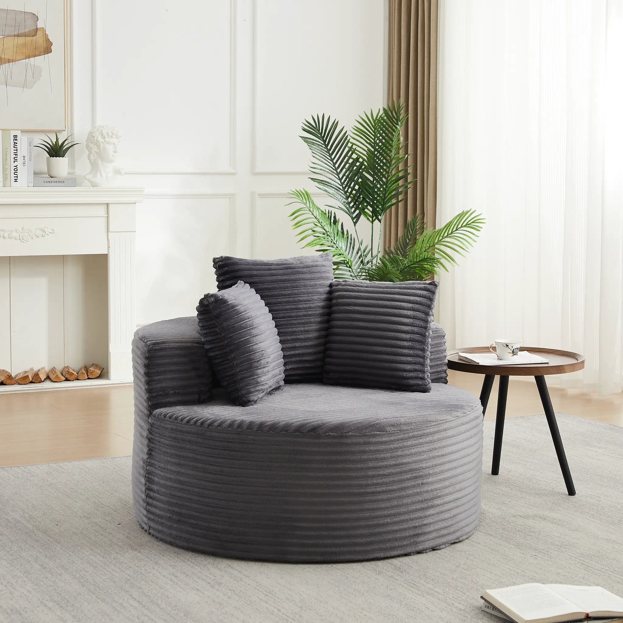 43-inch Round Corduroy Single Sofa by HouseOfZazla