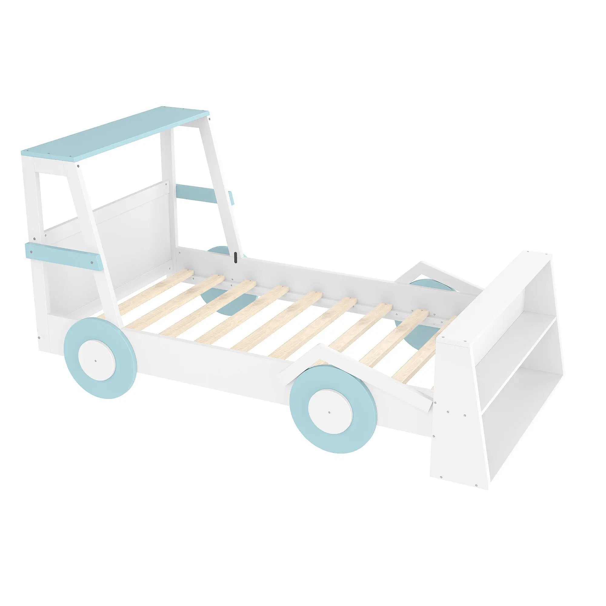 Twin Size Car Bed with Storage Shelves by HouseOfZazla