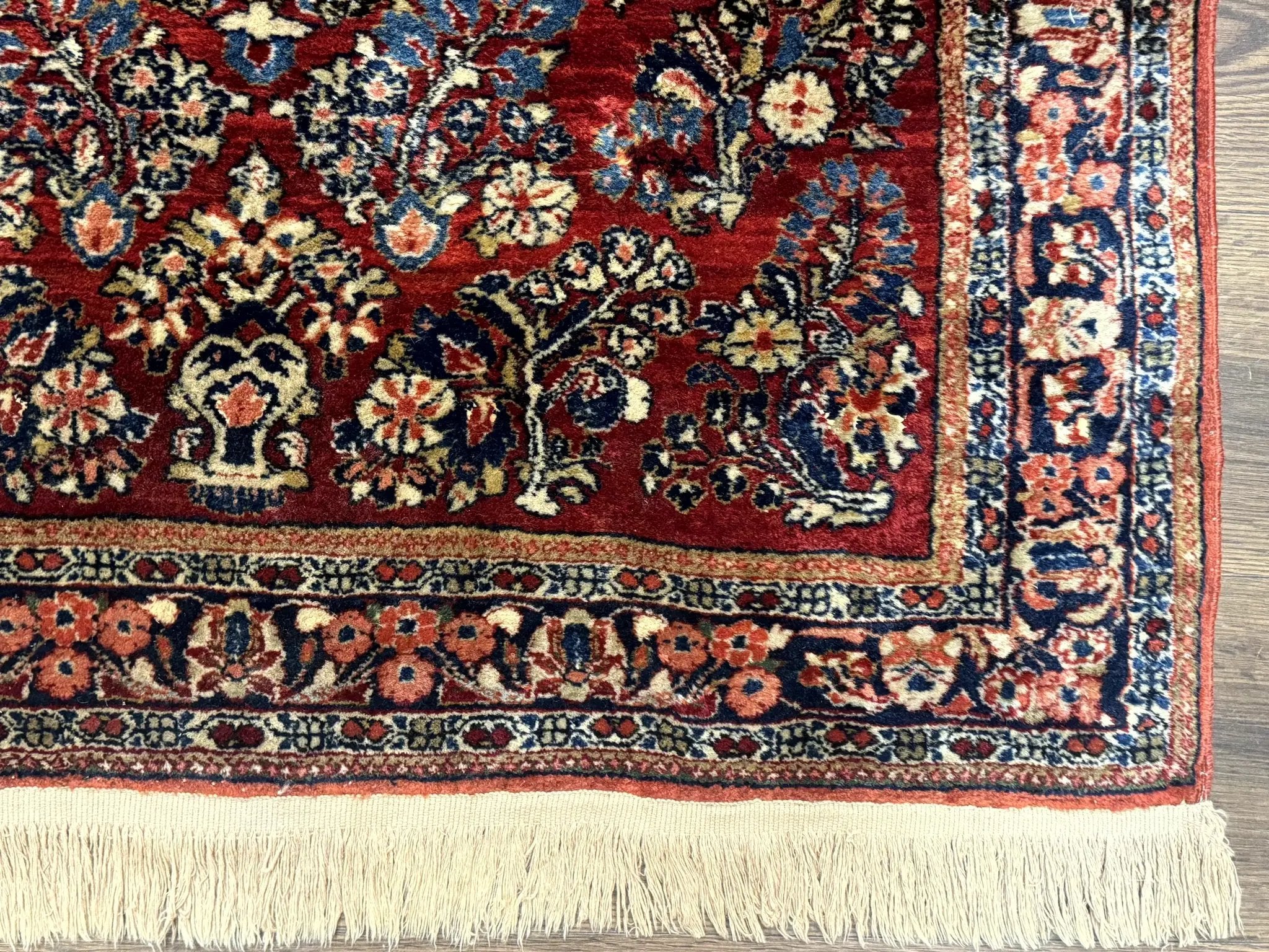 Antique Persian Sarouk Rug 3x5, Red, Floral, 200 KPSI by Jewel Rugs