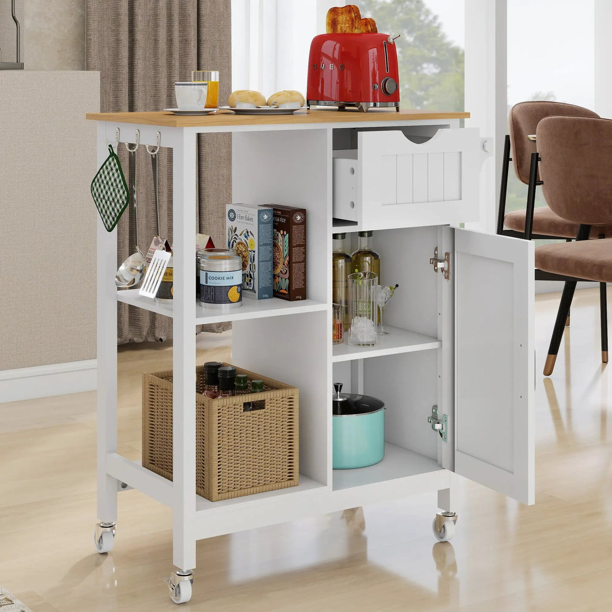 Kitchen Island Cart with Mobile Storage Cabinets by HouseOfZazla