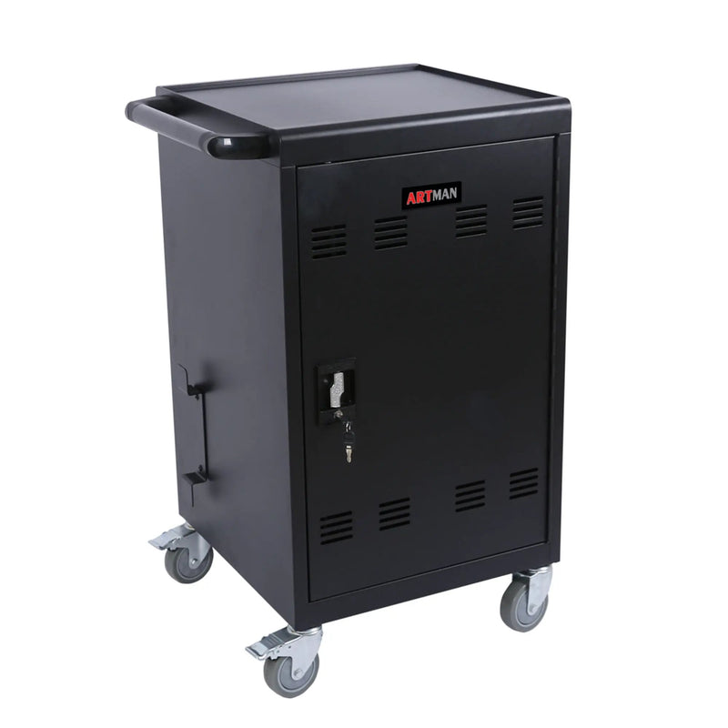 Mobile Charging Cart And Cabinet For Tablets Laptops 32-Device - Matt Black by HouseOfZazla
